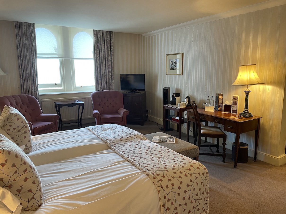 a traditional bedroom at the Grand Hotel Eastbourne