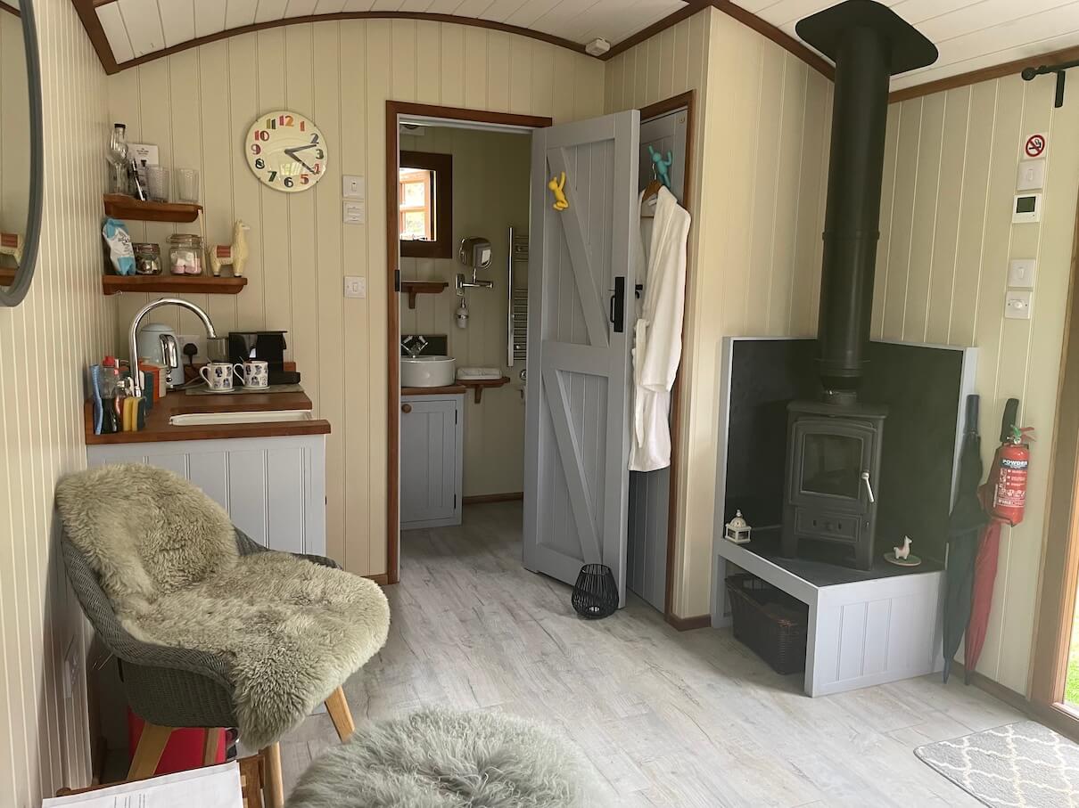  kitchenette inside the Shepherds Hut Merry Harriers