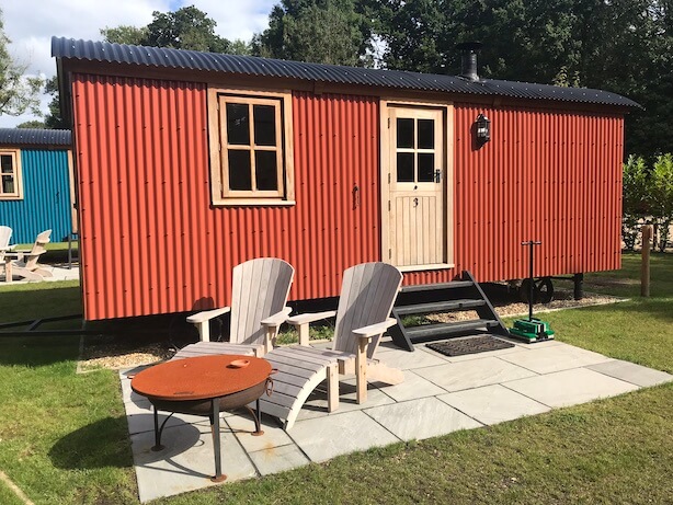  red Shepherds Hut at Merry Harriers