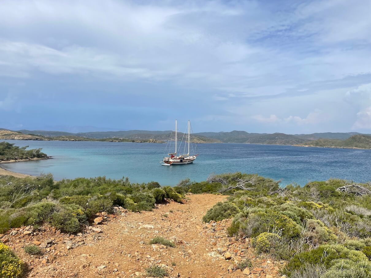 our ship moored in a harbour in Turkey