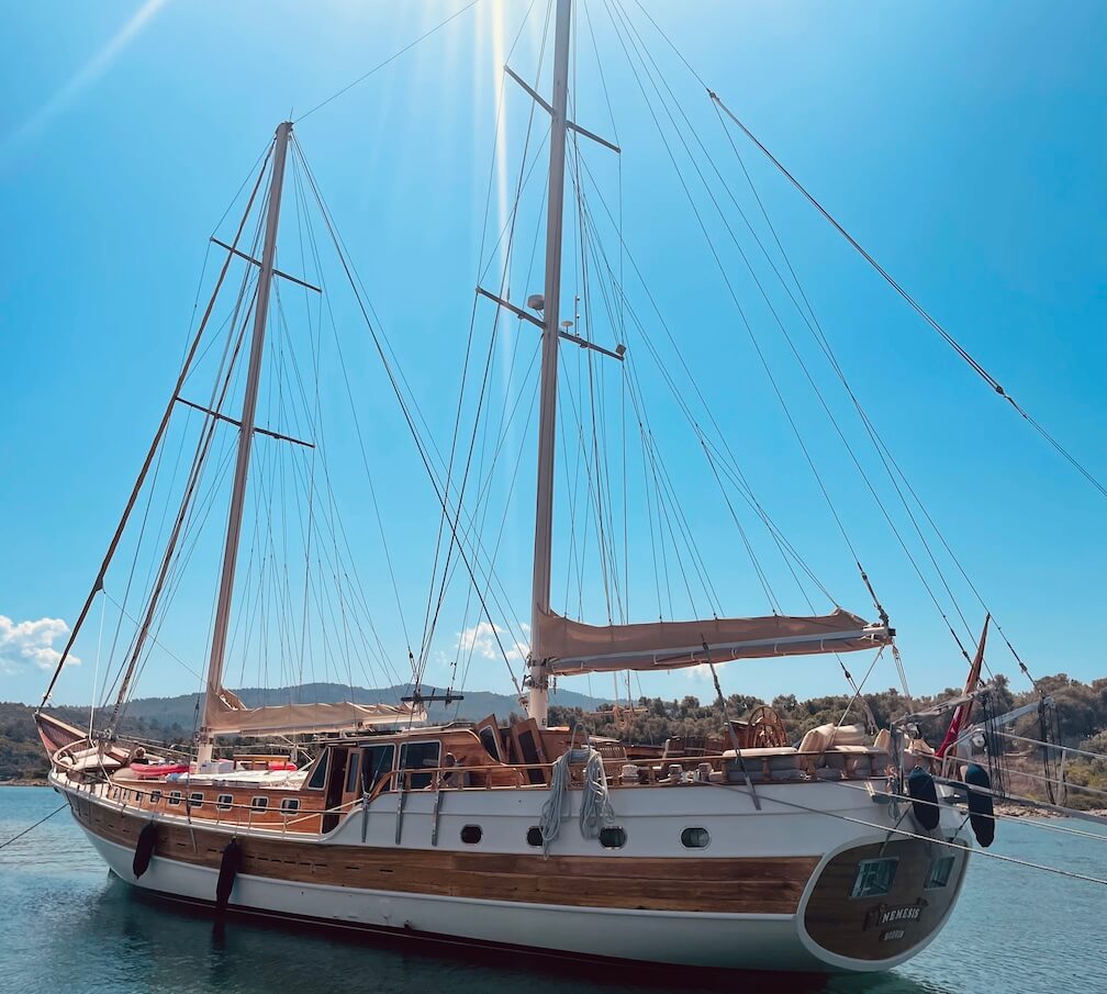 traditional Turkish gulet wooden sailing boat