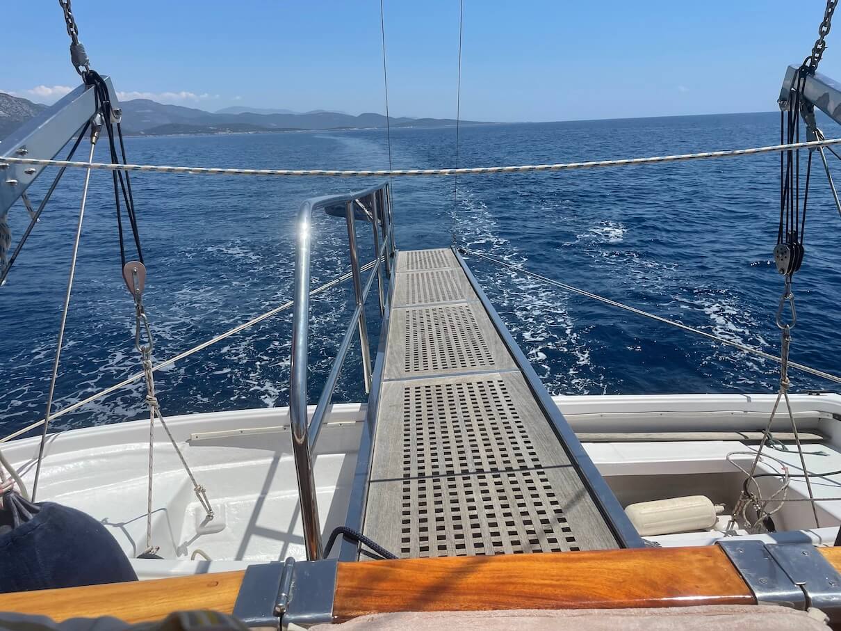 sailing holiday turkey view from the back of the ship