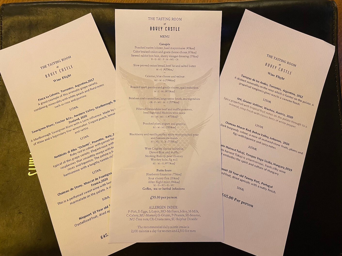 Tasting Menu and wine flights at Bovey Castle