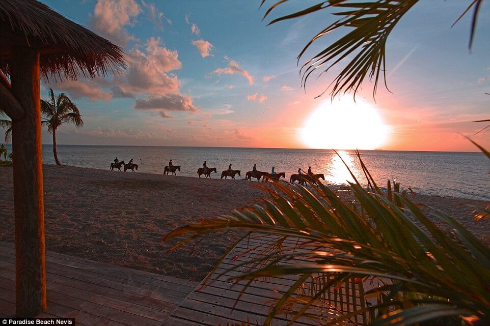 sunset horse ride along the beach at Nevis