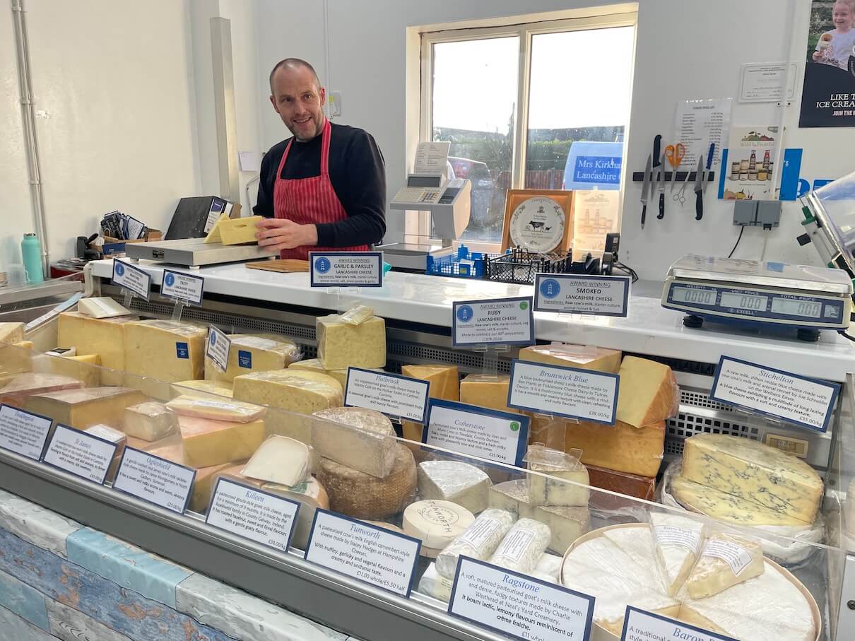 Sampling cheese at Mrs Kirkham's traditional dairy