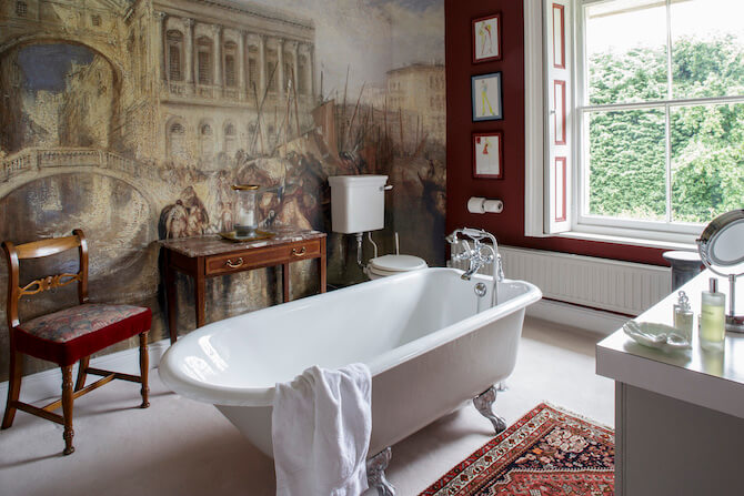 The large en-suite bathroom at the Morning Room bedroom in the Rectory Manor Hotel 