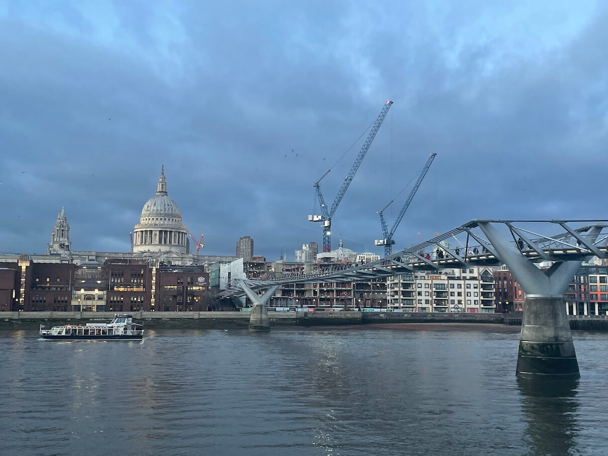 There was a great view of St Paul's and the Millennium Bridge from the south bank of the River Thames just outside Tate Modern