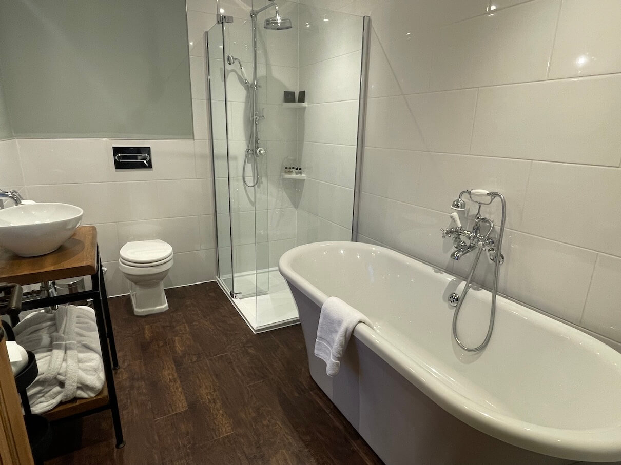 bathroom in the ground floor bedroom at the Angel Inn Stoke-by-Nayland