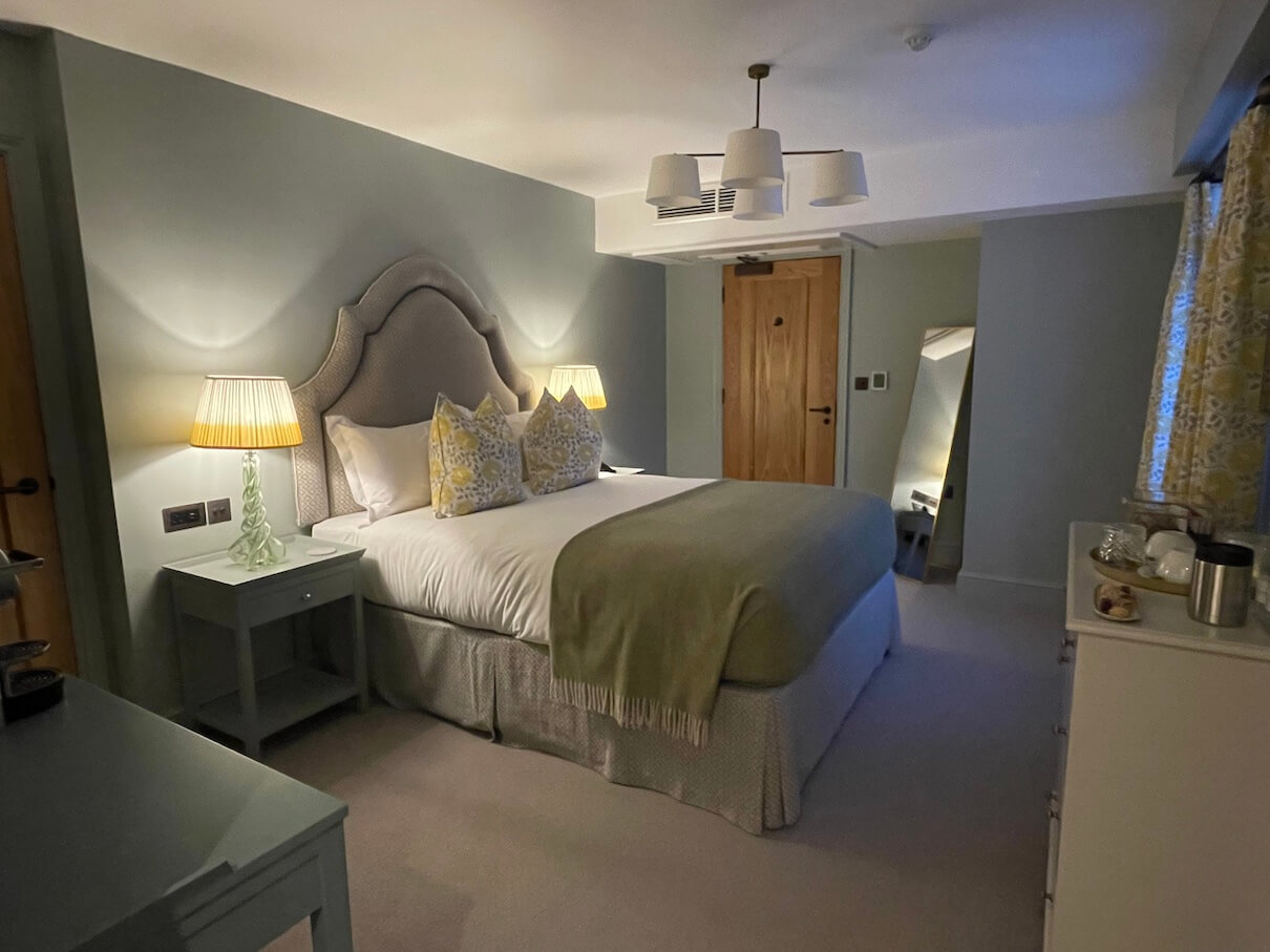 one of the bedrooms at the Angel Inn Stoke by Nayland