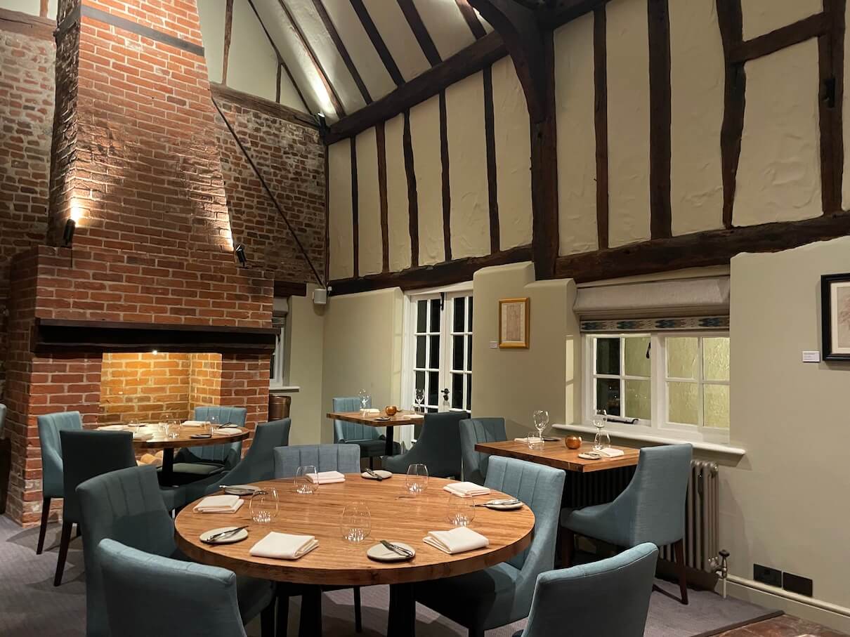 the dining room at The Angel Inn, Stoke by Nayland