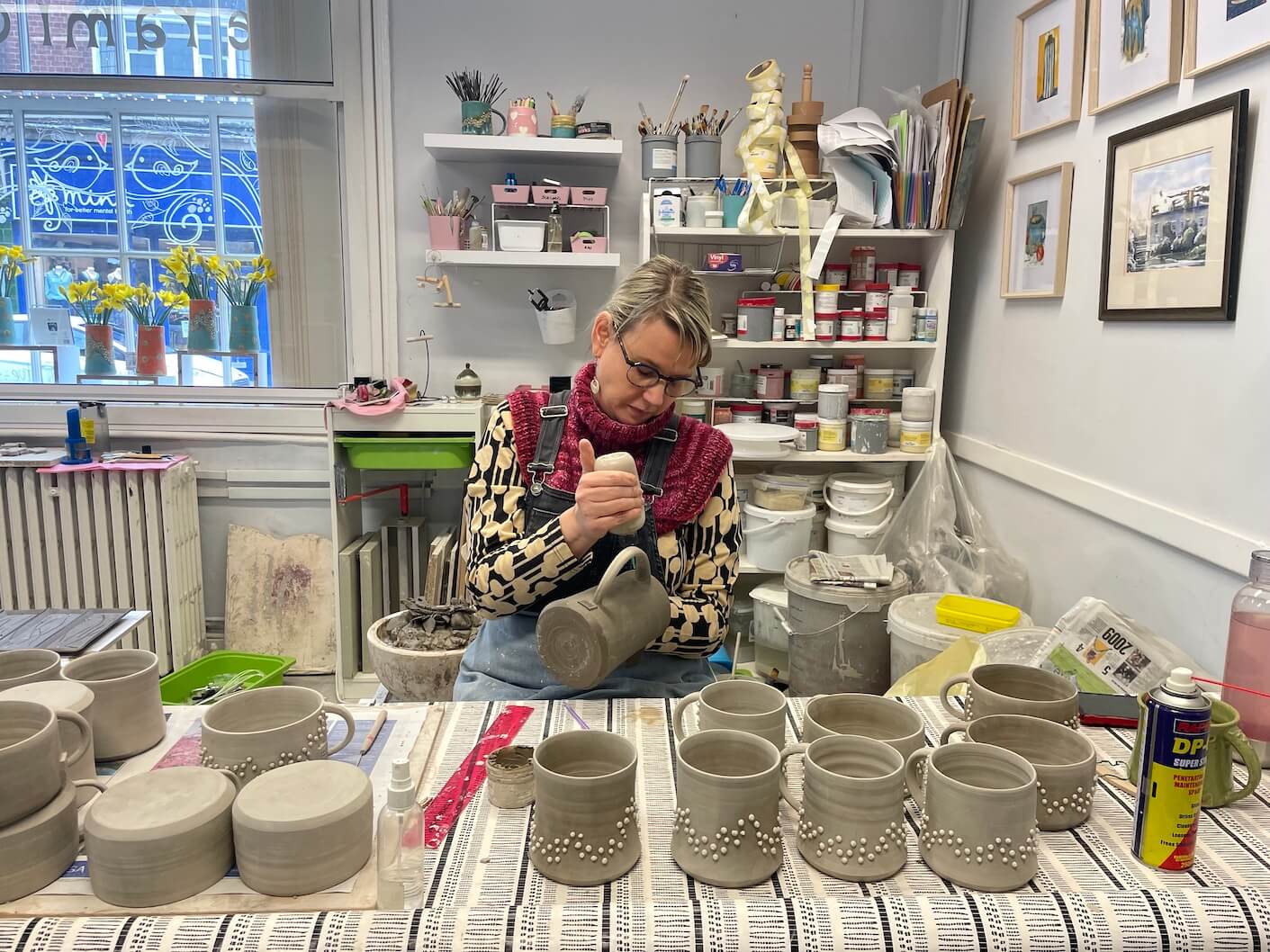 Ceramicist Connie Taylor hard at work in her studio in Victoria Hall in Oakham