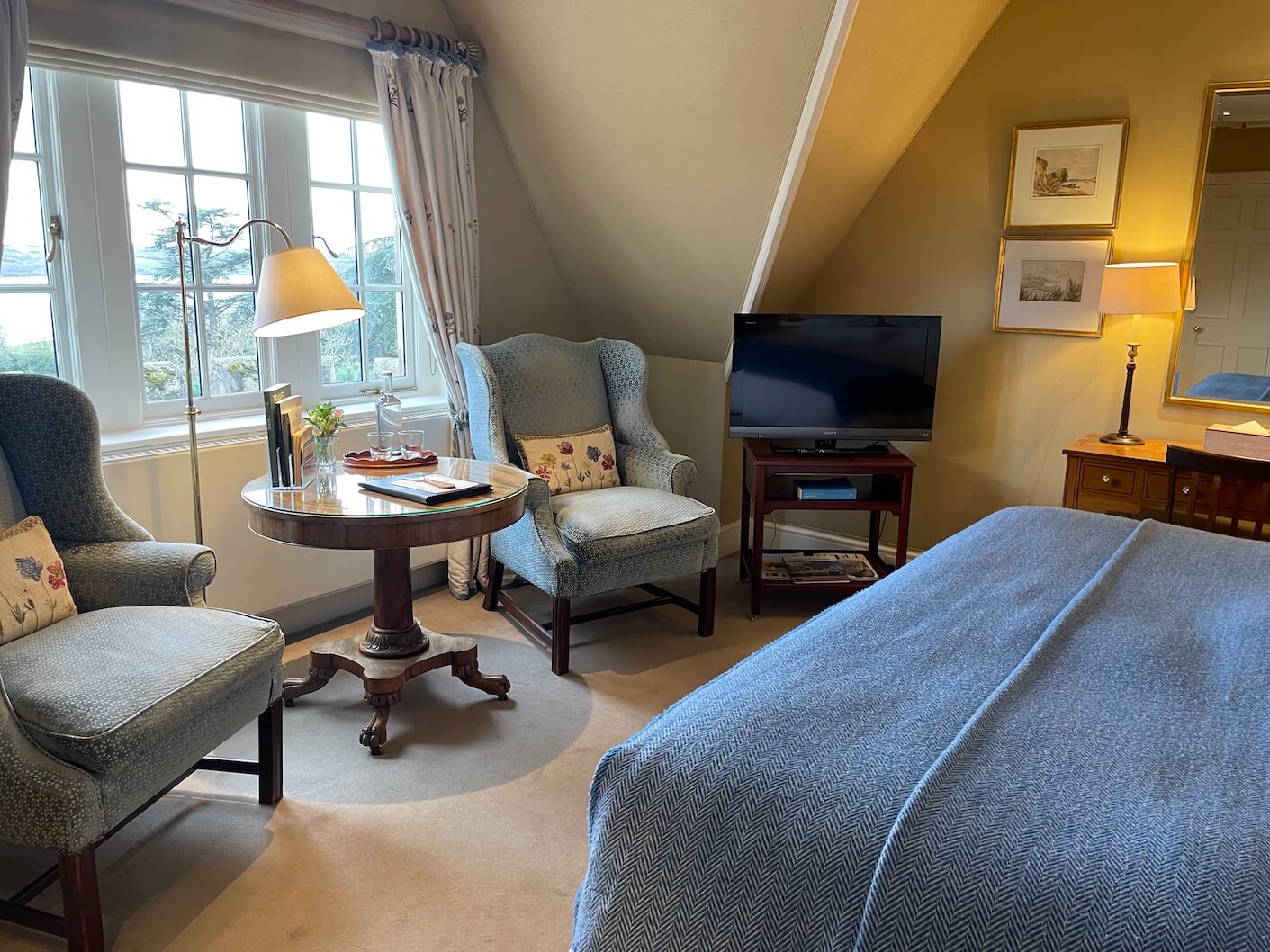 The Lake room bedroom window at Hambleton Hall