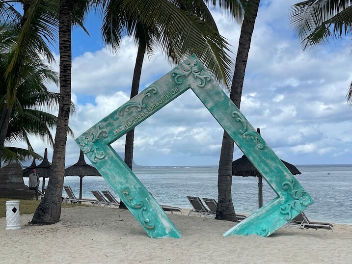 photo frame at the beach at Sugar Beach resort