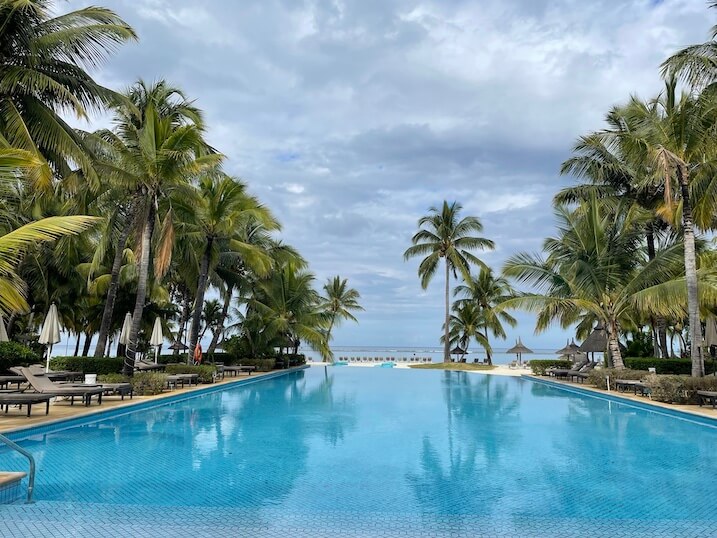 swimming pool at the southern end of the Sugar Beach resort