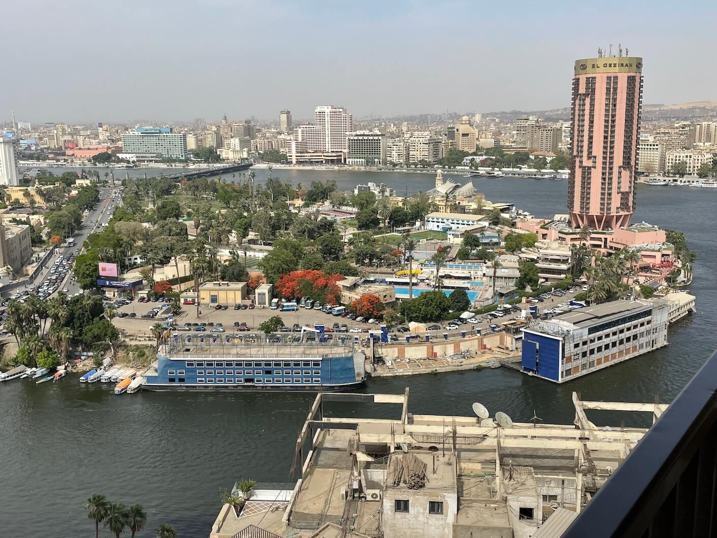 View of the Nile in Cairo and the Nile island of Gezira