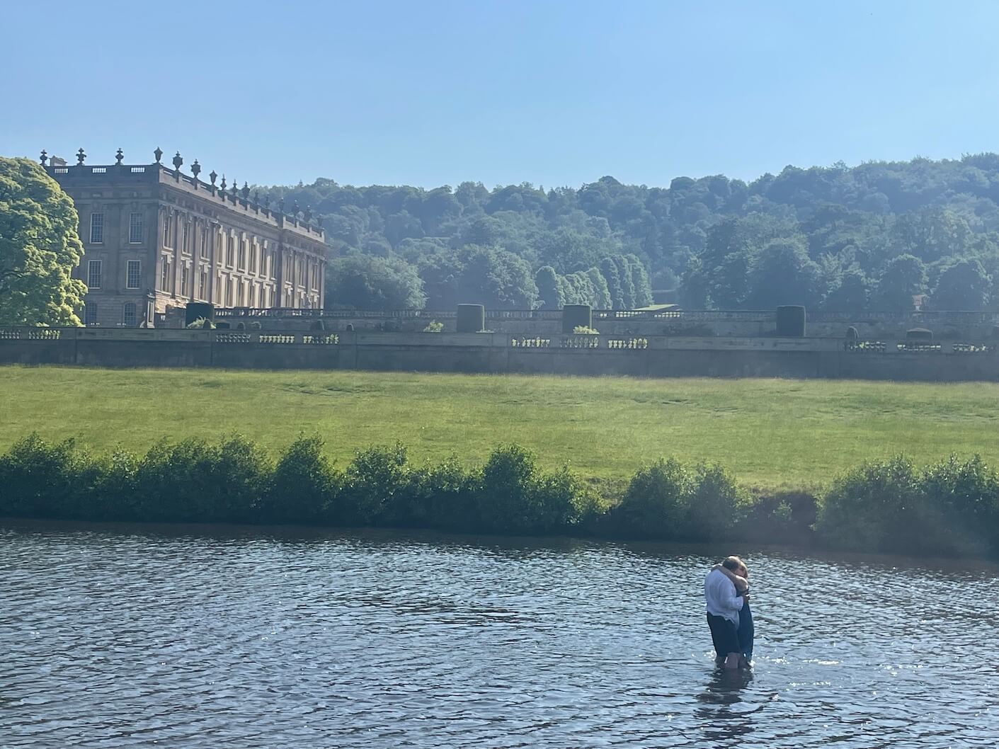 wild swimming and romance in the River Derwent which runs past Chatsworth House