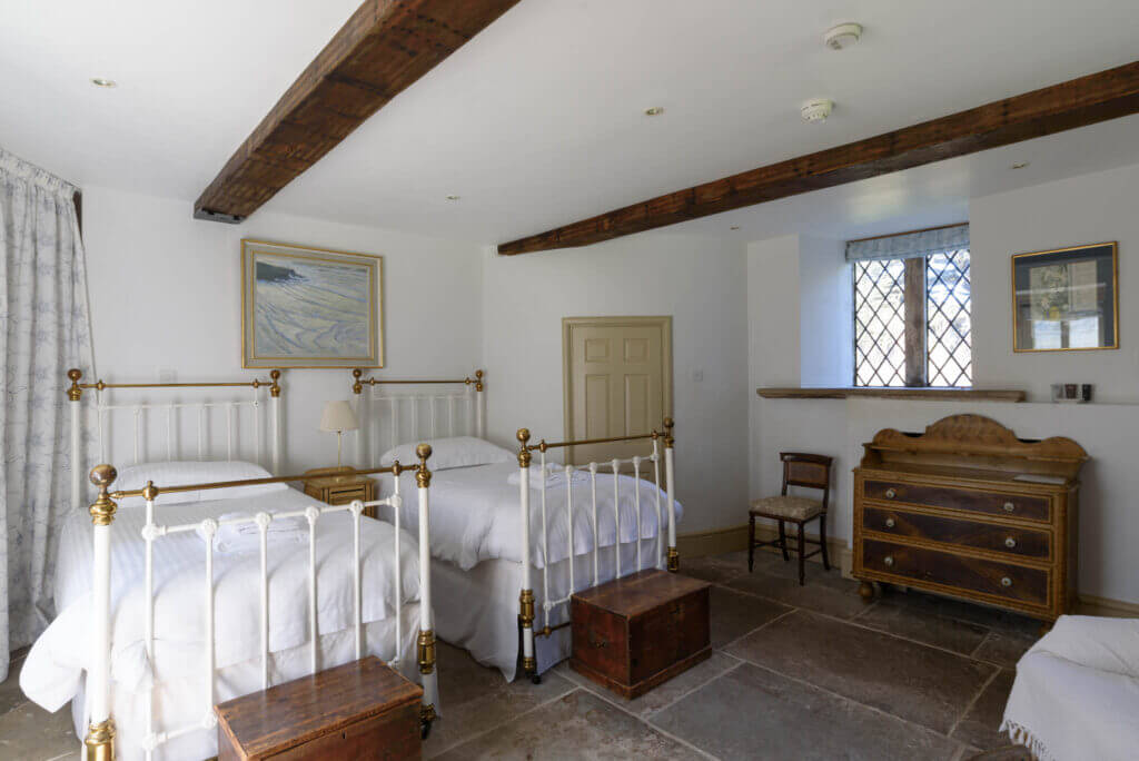 downstairs bedroom at the Hunting Tower at Chatsworth