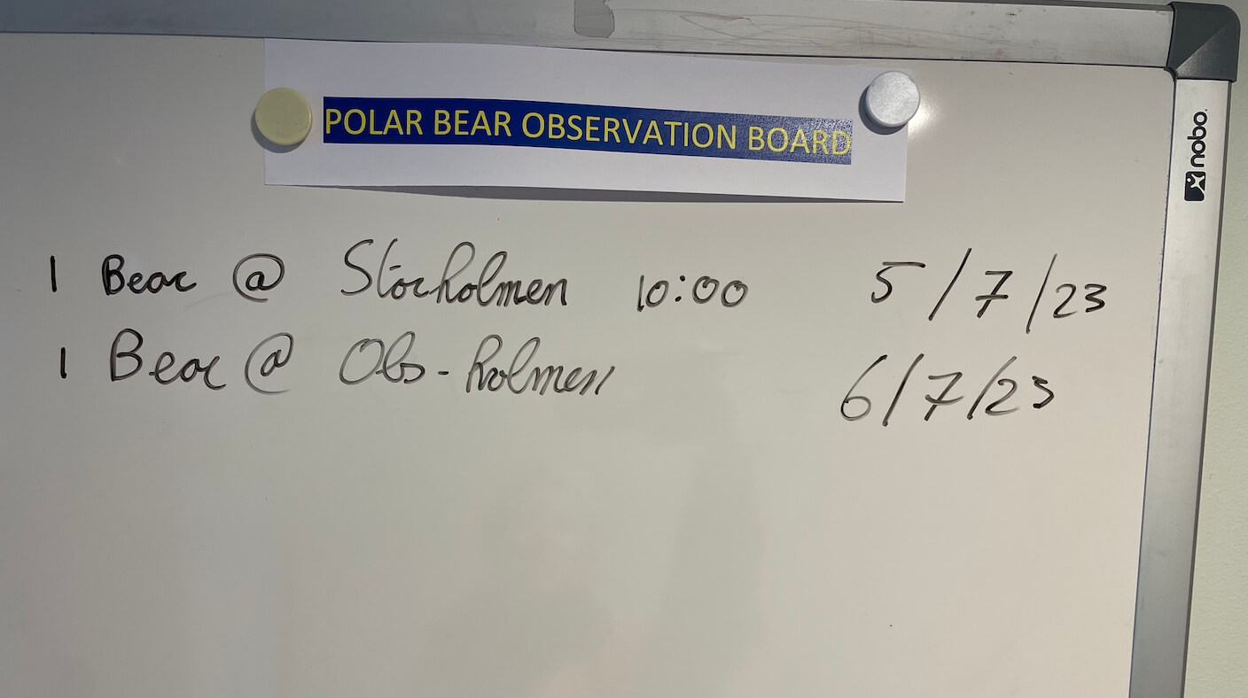 The polar bear observation board at Ny-Alesund