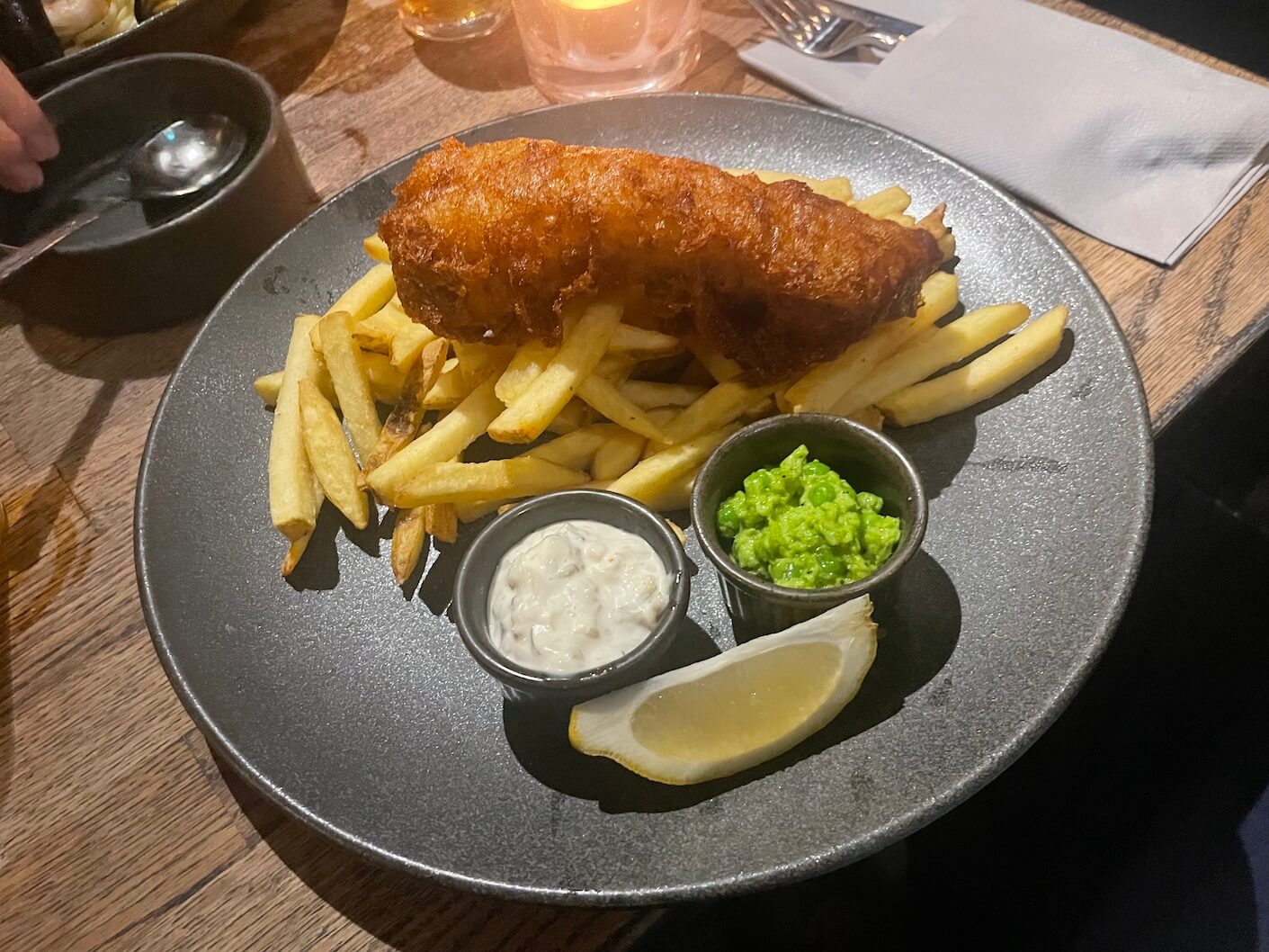 Fish and chips at the Pilchard Inn