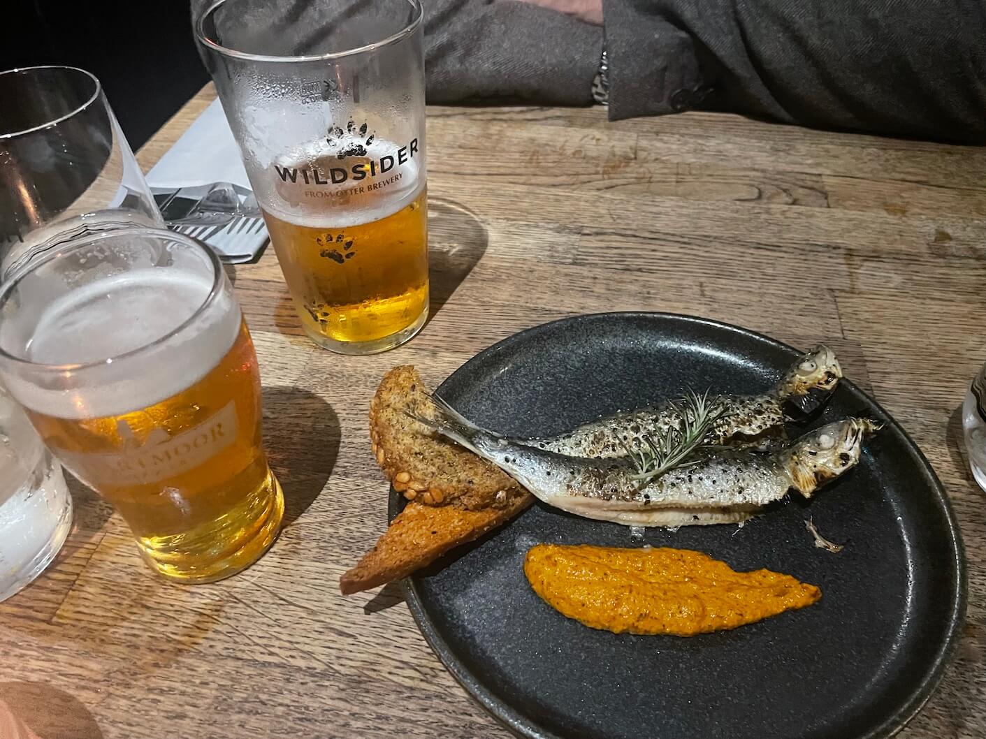 Our starter of pilchards on toast was delicious