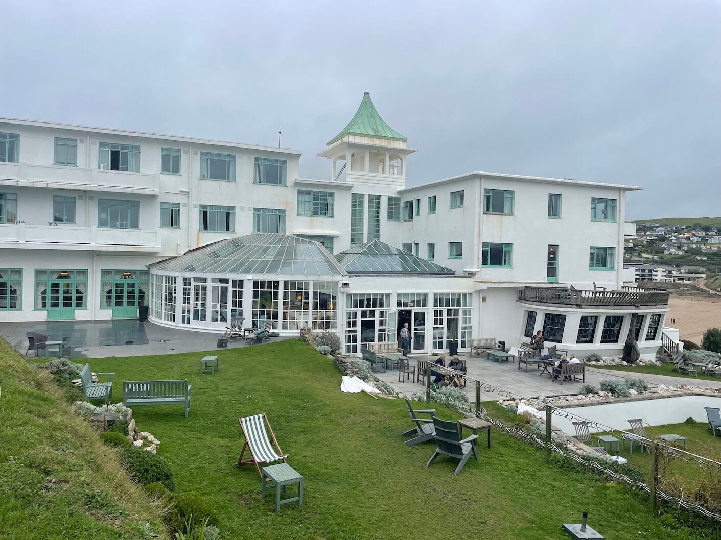 outside space at Burgh Island hotel outside space at Burgh Island hotel