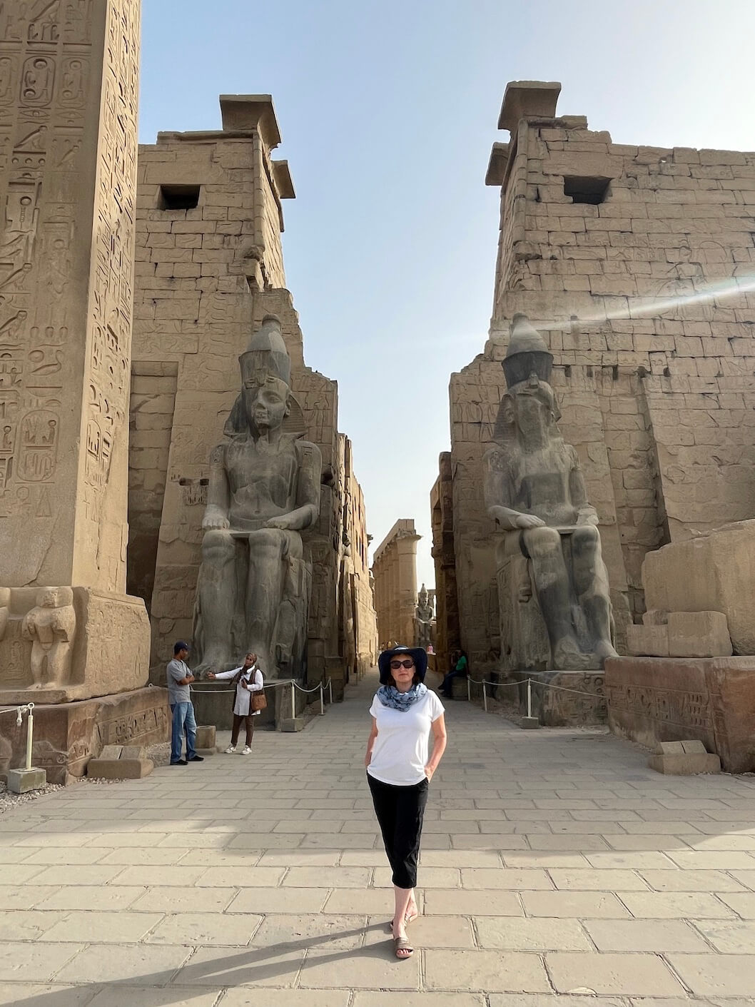 The impressive statues at the entrance to the Temple of Luxor 