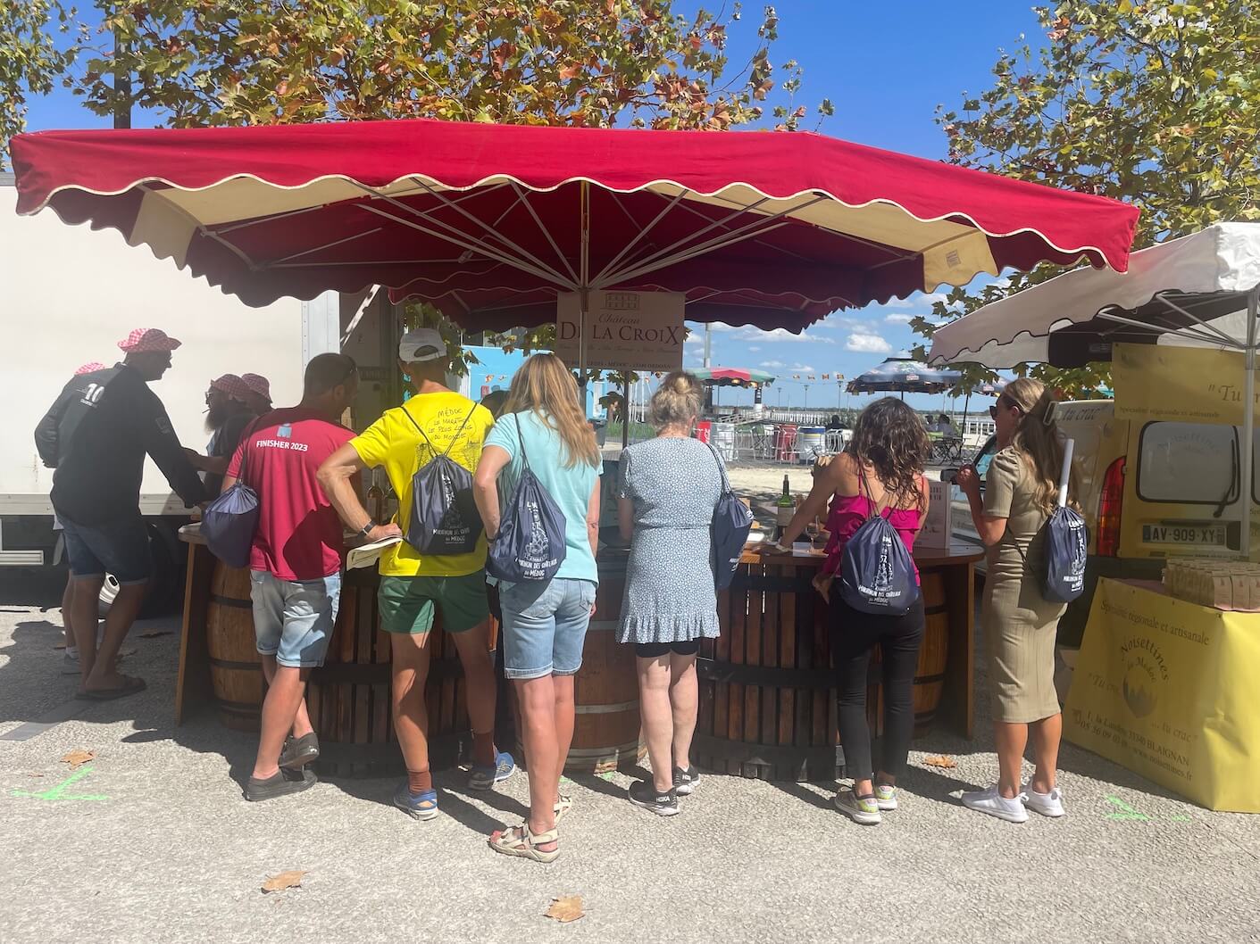 One of the many food and drinks stalls which had been set up in Pauillac ahead of the Marathon du Medoc