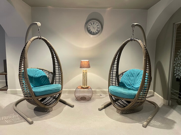 hanging chairs at Hoar Cross Hall spa hanging chairs at Hoar Cross Hall spa