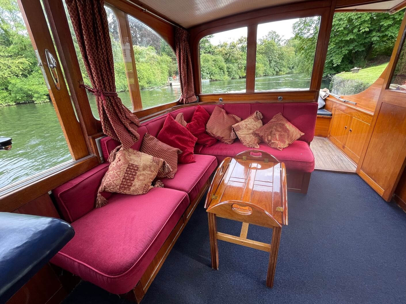 inside the boat on the thames