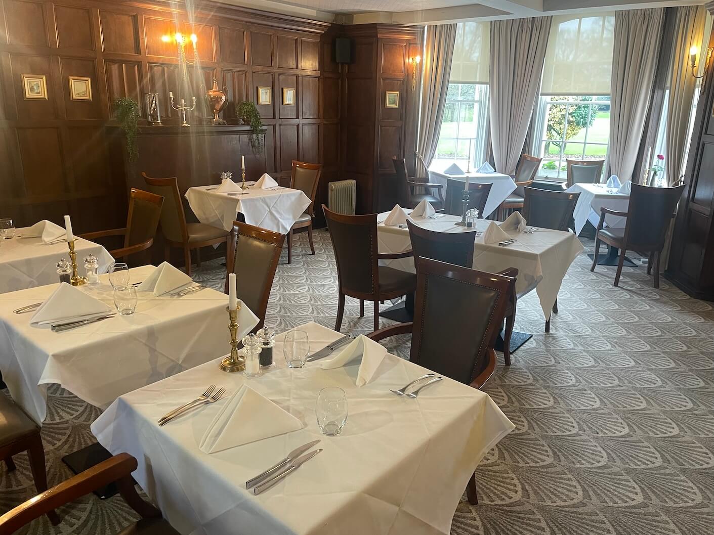 The traditional Oak Room restaurant at Burnham Beeches