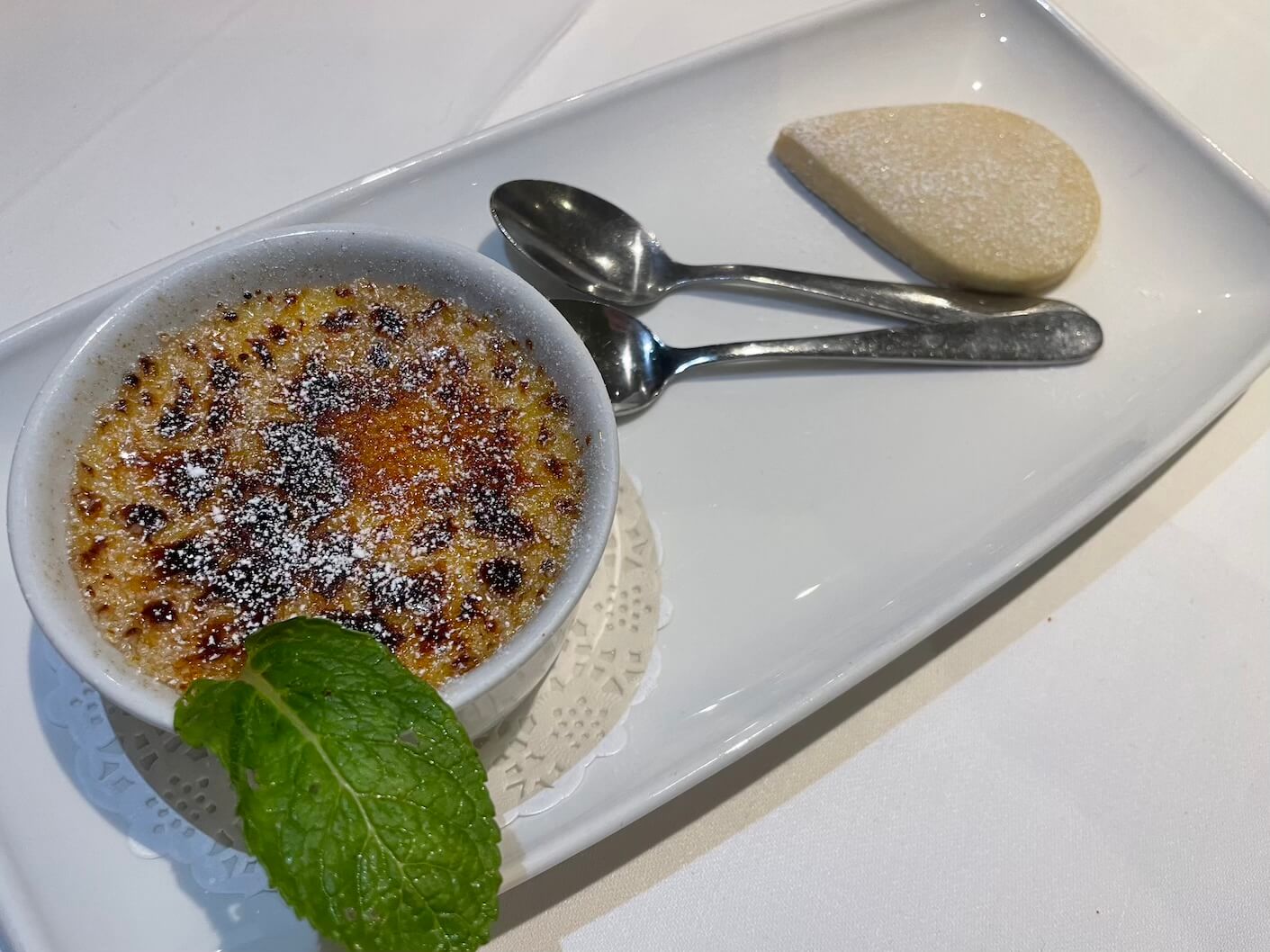 The excellent Creme Brûlée which is made onsite at Gibbon Bridge