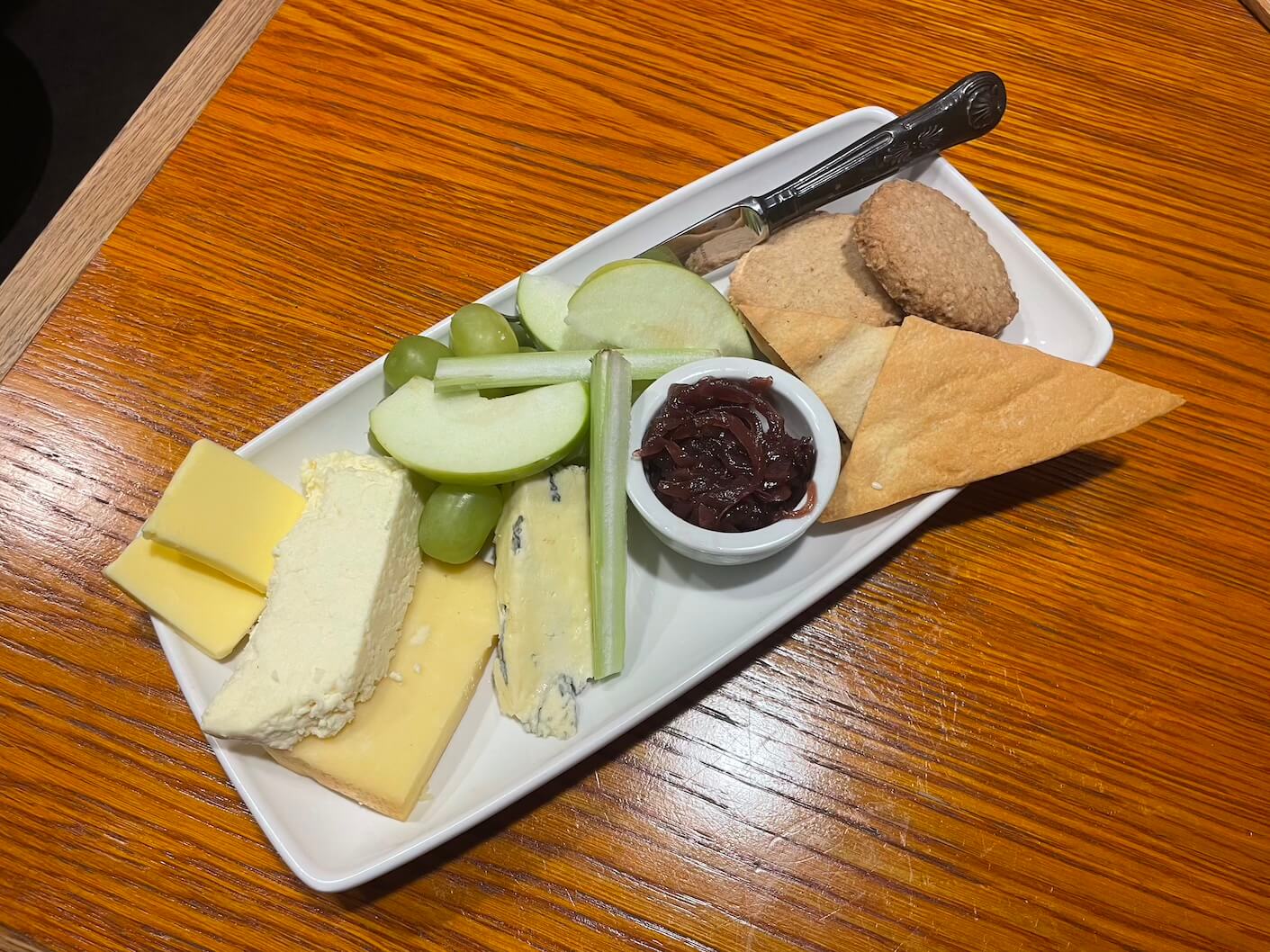 The cheese plate was composed of local Lancashire cheese and homemade biscuits