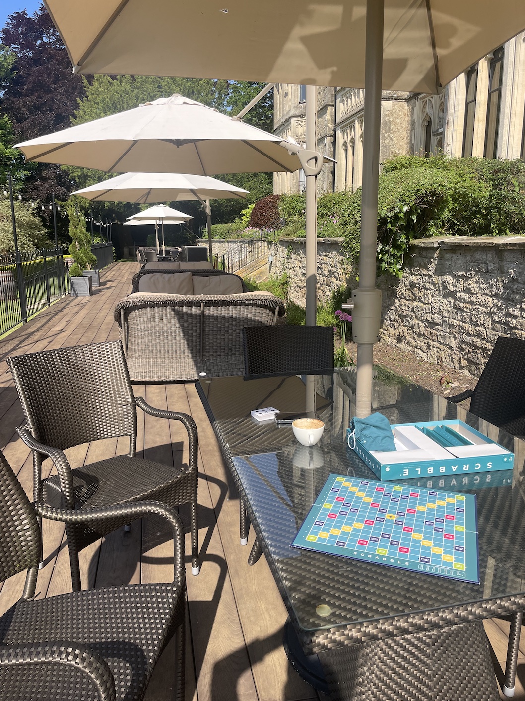 Scrabble in the sunshine on the terrace at Nutfield Priory Scrabble in the sunshine on the terrace at Nutfield Priory