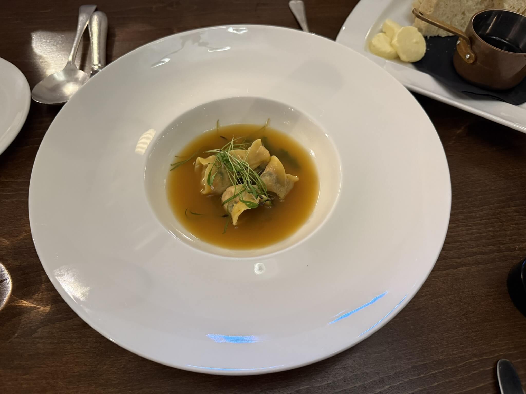 lobster ravioli with fennel and lobster broth